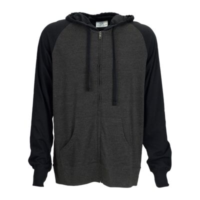 Full-Zip Two-Tone Jersey Knit Hoodie Thumbnail